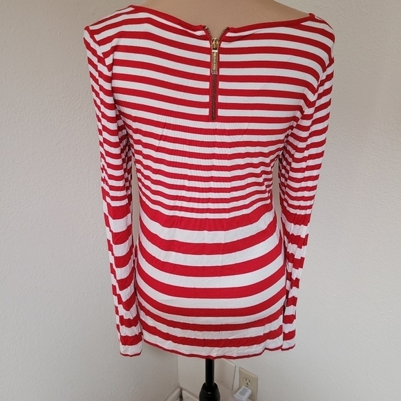 Michael Michael Kors Red and White Striped Long Sleeve Top - Picture 3 of 4